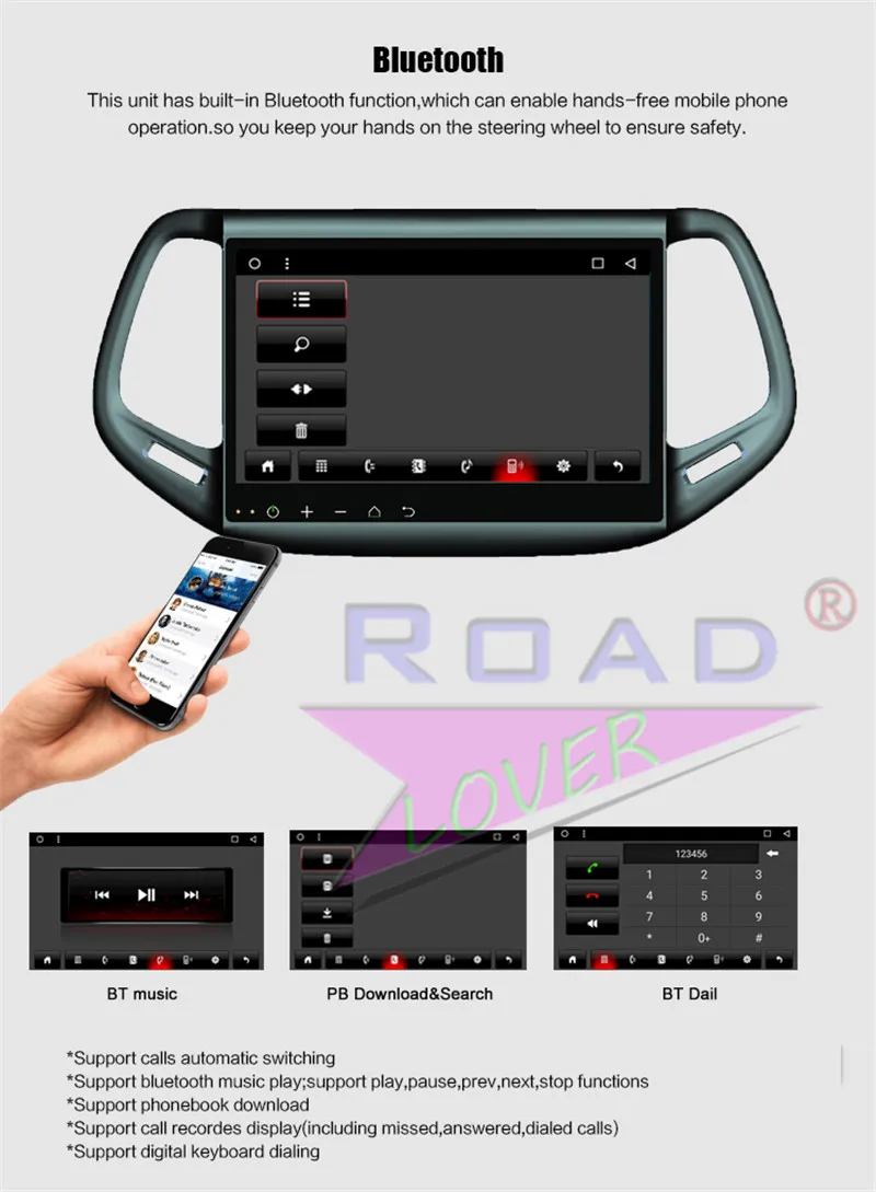 Perfect Roadlover Android 8.1 Car Multimedia Radio Player For Jeep Compass 2016 Stereo GPS Navigation Automagnitol Double Din MP3 NO DVD 21
