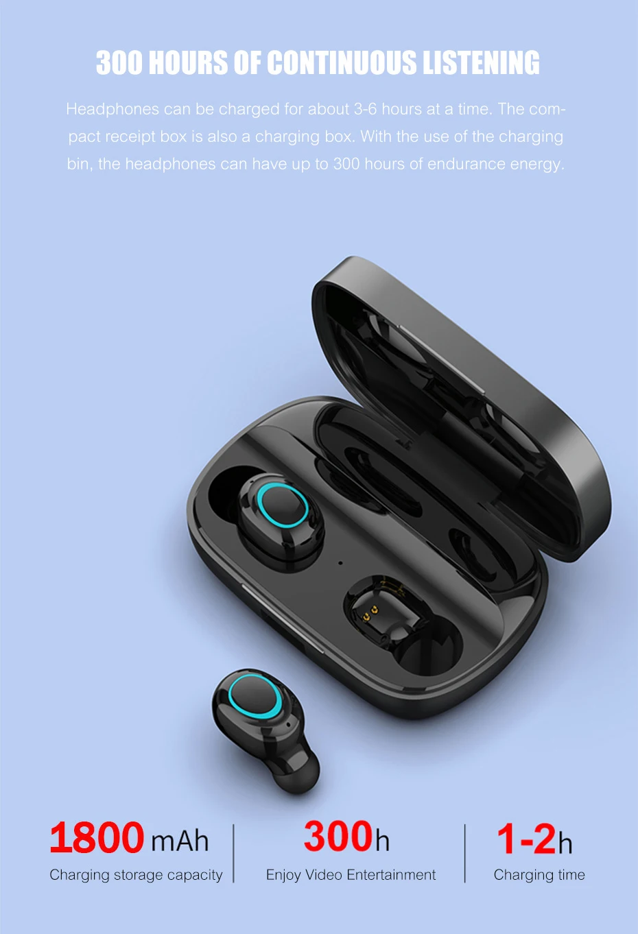 V11 беспроводные Bluetooth наушники с микрофоном сенсорное управление беспроводные Bluetooth наушники гарнитура с 1800 мАч зарядный чехол