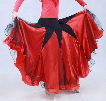 

Ballroom dance costumes sexy senior spandex mesh ballroom dance long skirt for women ballroom dance competition skirts