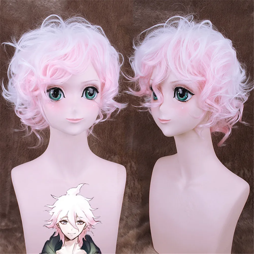 Danganronpa Komaeda Nagito короткий кудрявый волнистый косплей парик для мужчин мальчиков 30