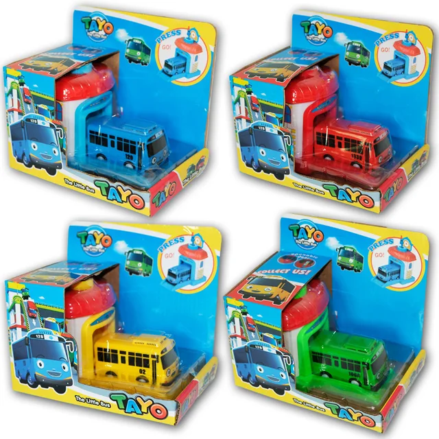 1/4 pcS baby toy cars Korean Cartoon Tayo the Little Bus Model Mini Plastic Tayo Bus Baby for Kids 1