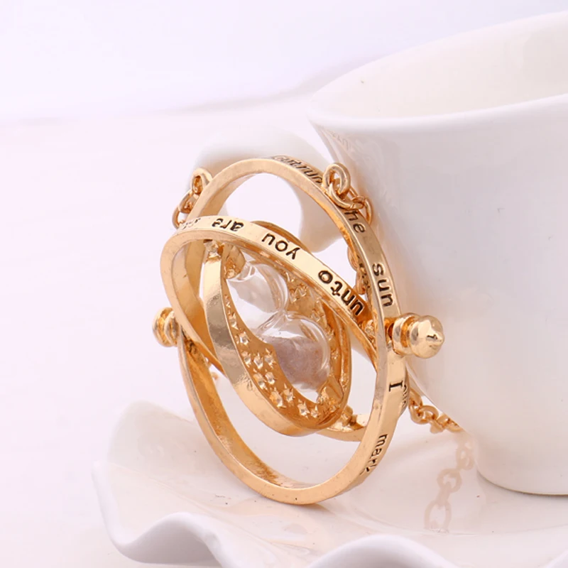 

Hermione Hourglass Time Turner Pendant,Gold Color Long Chain Big Vintage Necklace Christmas Gift for Kids Harri Potter Jewelry