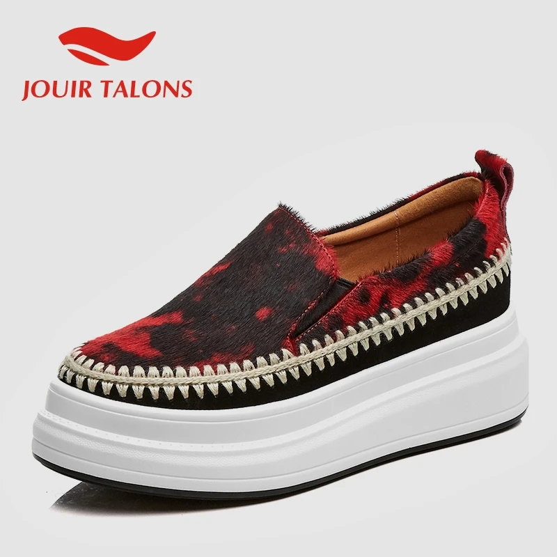 JOUIR TALONS/Модная обувь высокого качества из конского волоса на плоской платформе, женские повседневные лоферы, удобная женская обувь