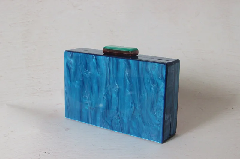 Keevip Spliced Color Striped Acrylic Clutch Bag Back View