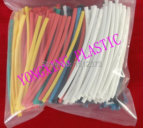 

180pcs /lot 2.5mm 15cm length pvc heat shrink tube ratio 2:1 sleeving red yellow blue green white black fivecolor one size