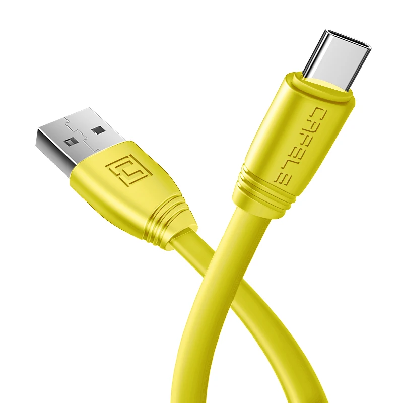 Cafele плоский Тип C Usb Дата-кабель для samsung huawei Xiaomi TPE кабель для зарядки Прочный Usb кабель синхронизации данных 5В 2.1A - Цвет: Yellow