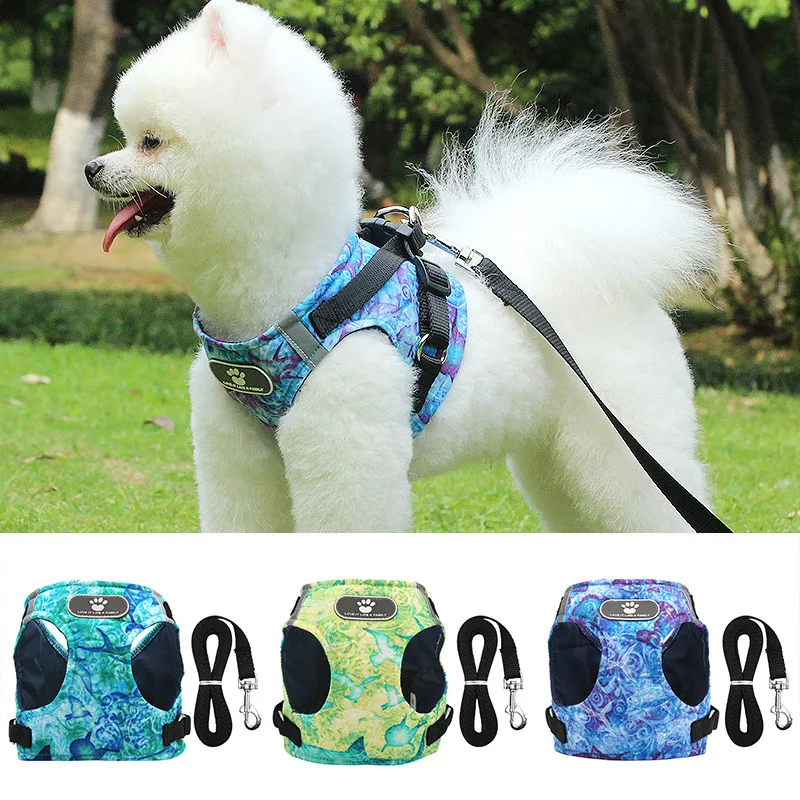 

Step-in Padded Pet Dog and Cat Vest Harness Adjustable Pet Puppy Reflective Harness and Leash Set No Choke Design Cat Harness