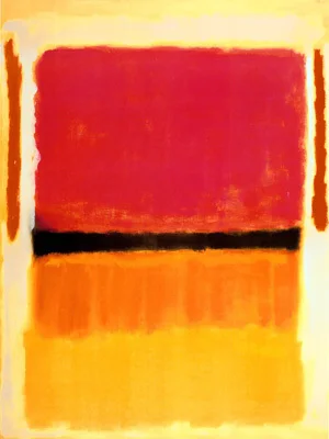 

color blocks patterns contemporary abstract painting masterpiece Untitled Violet, Black, Orange, Yellow on White and Red 1949