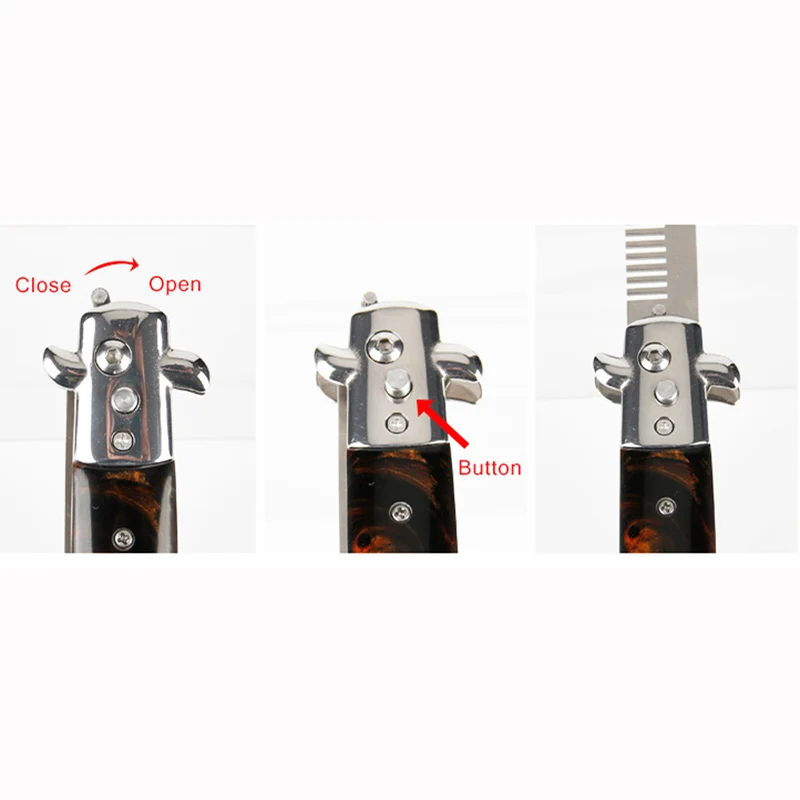 Cena 1 sztuk automatyczne grzebienie ze stali nierdzewnej składany nóż szczotki trymer do włosów szczotka grzebień akcesoria motyl mężczyzna scyzoryk grzebień