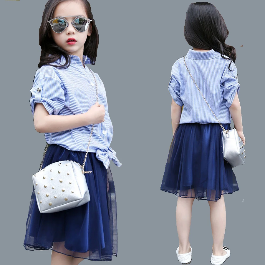 

Suits For Girls 2017 New Fashion Girls Clothing Sets Casual Pretty Voile Skirt Kids Summer Cute Set Children Cotton Girls Blouse