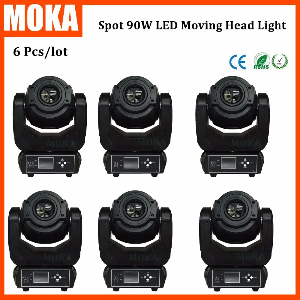 

6 Pcs/lot Factory Price 8 Gobo 3 Face Prism 90W Led Moving Head Light With CE RoHS for Ourdoor Bar Stage