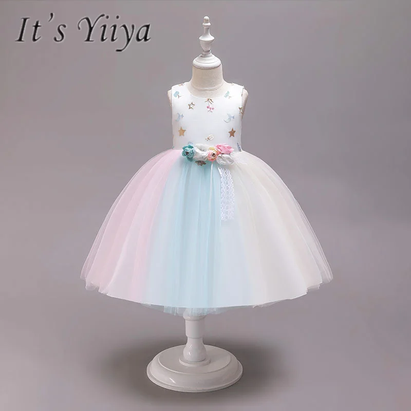 

It's YiiYa Flower Girl Dresses Colorful Sleeveless O-Neck Floor Length Girls Pageant Dresses Vestidos De Noches Para Ninas 7935