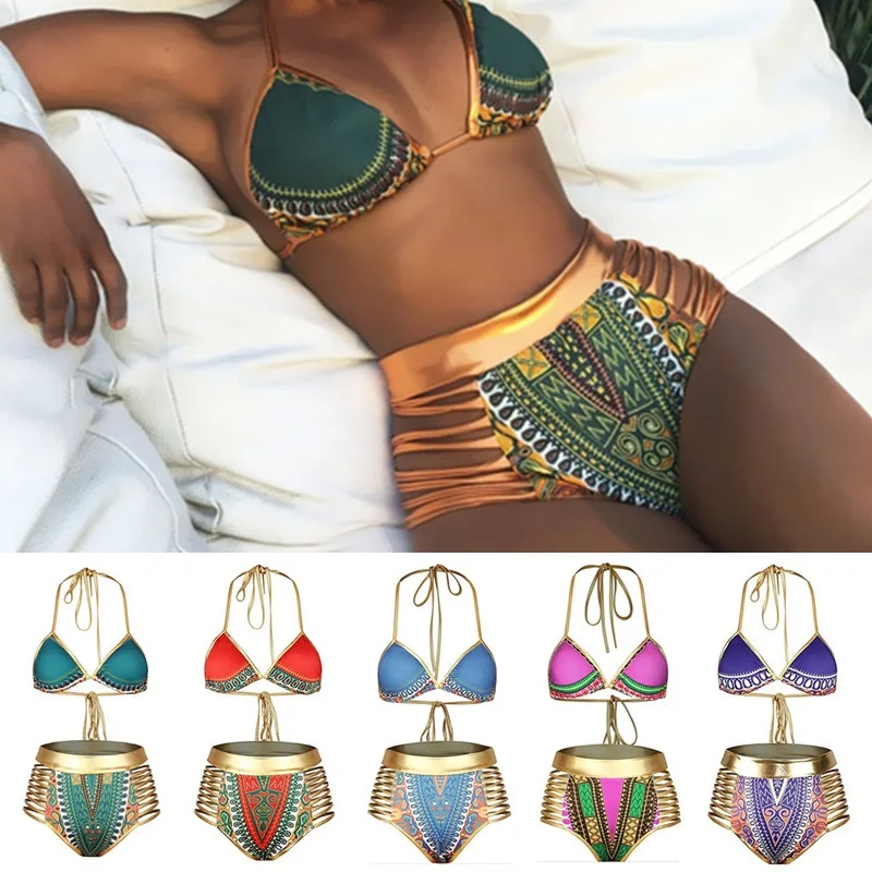 Brazilian Bikini Set S-XXXL Retro High Waist Bikinis Women Swimwear Sexy Biquinis Plus Size Swimsuit Female Sexy African Bikini