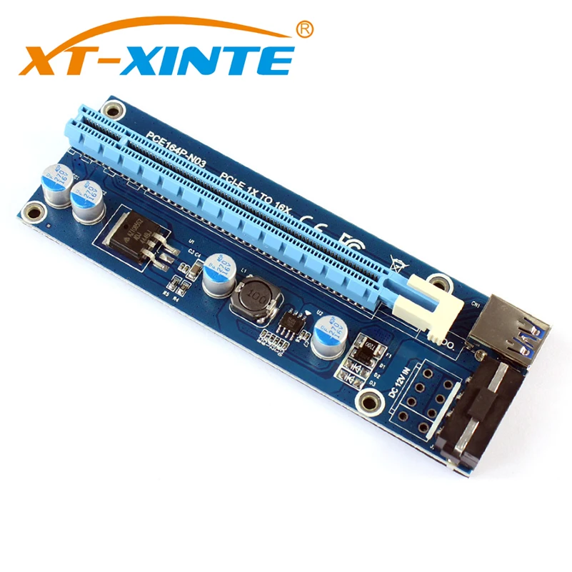 XT-XINTE PCIE 1X to 16X Graphics Extension Cable for MOLEX DC-DC Single Power Supply Adapter Card for ETH Bitcoin Mining Device