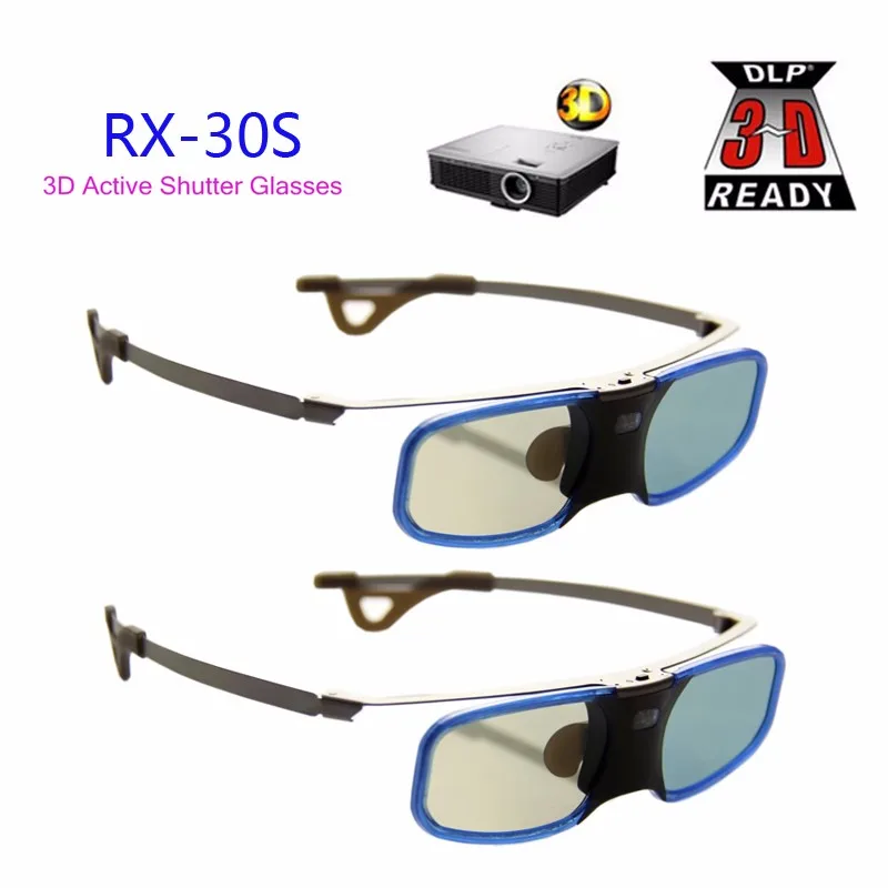 2pcs x 3D DLP Projector TV Aluminum Active Shutter Glasses For Optoma LG BenQ Acer (RX-30) Free Shipping!