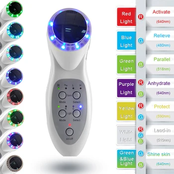 

100V-240V Portable Ultrasonic 7 LED Photon Light Sonic Lifting Face Lift Care Skin Cleaner Wrinkle Remover Facial Beauty Massage