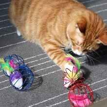 Cat Toy Iron Cage Mouse Feather Plush Mouse Cat Toys Interactive Kitten Playing Funny Mice Mouse