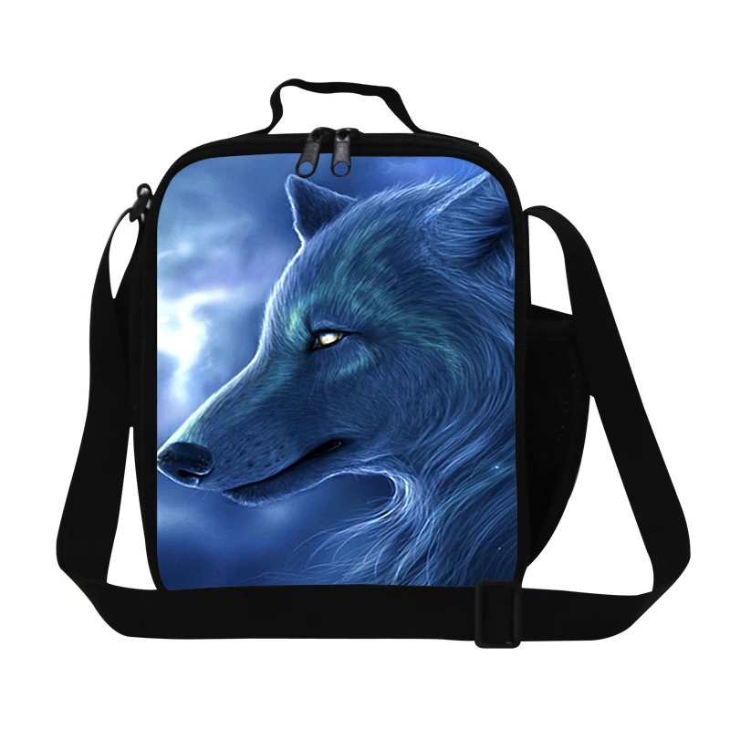 

Clear lunch bag with shoulder strap for Children School,Wolf Printed lunch cooler bags for men work boys small meal bag kids