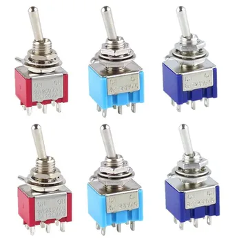 

2PCS MTS-202 6 Pins 2 Positions Toggle Switch 6 Pin ON-ON Mini Toggle Switch For Switching Lamp Light ON-ON Switch 6A 125VAC