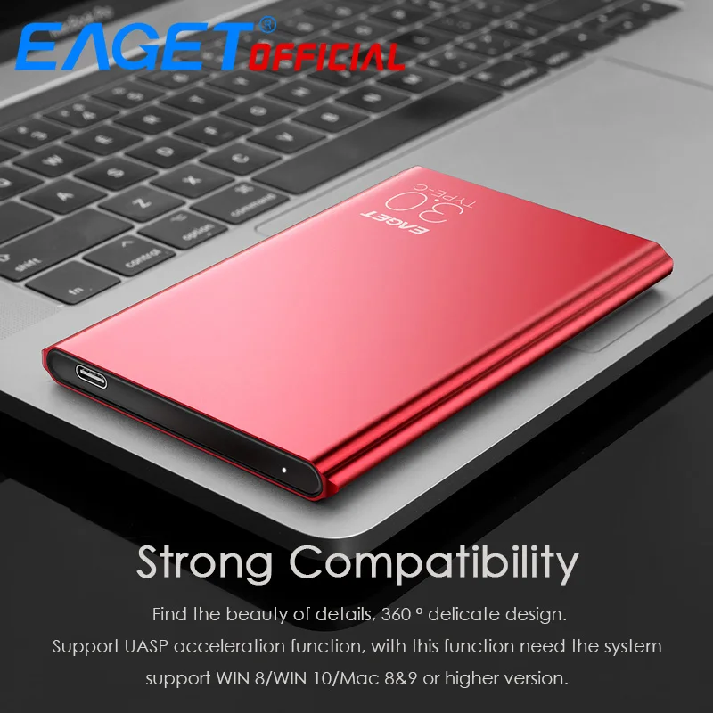 EAGET External Hard Drives 2TB 1TB HDD 2.5 inch High Speed Type C 3.0 Hard Disk Ultra-thin USB C Mobile HDD for Laptops Desktop