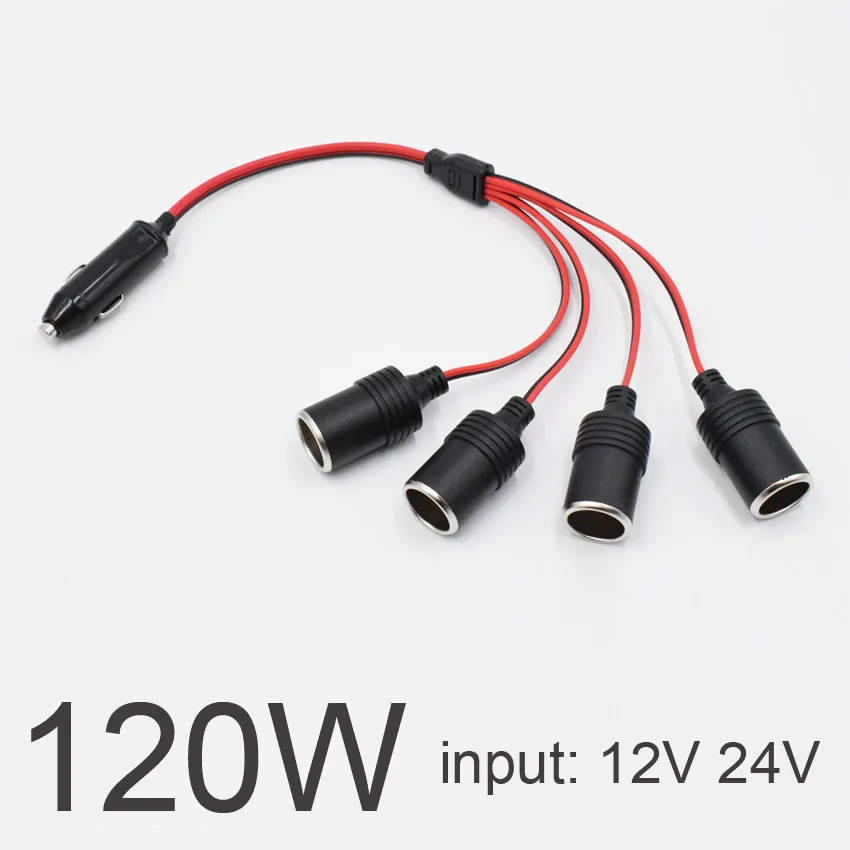 120W 4 Ways Triple Car Cigarette Lighter Splitter Female Socket Plug Power Adapter Connector input 12V