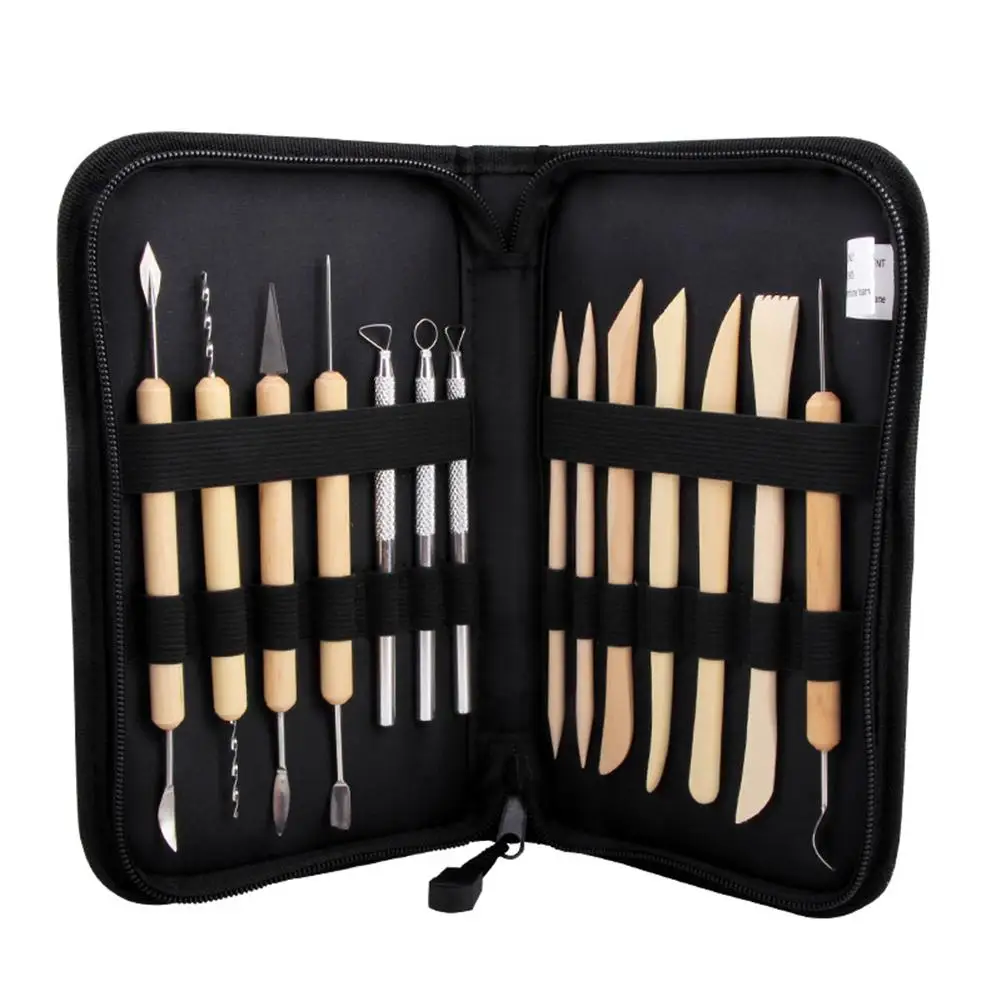 

14Pcs Wooden Handle Clay Pottery Sculpting Tools General Use for Ceramics Dough Plasticine Sculpting Tools set r20