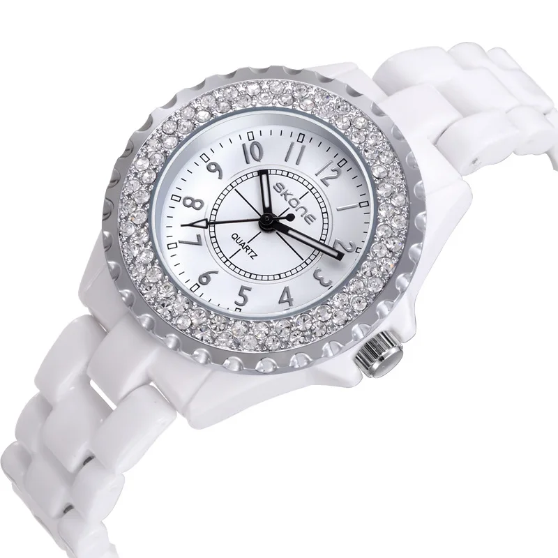 Роскошные брендовые керамические женские часы с ремешком Кварцевые водонепроницаемые женские наручные часы со стразами женские студенческие часы Rreloj Mujer подарок