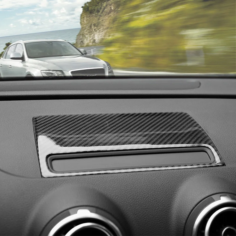 100 Carbon Fiber Center Dashboard Navigation GPS Cover Trim For Audi