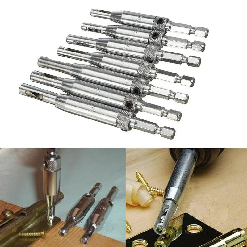

7pcs HSS Self Centering Door Window Hinge Twist Wood DIY Drill Bit Hole Puncher