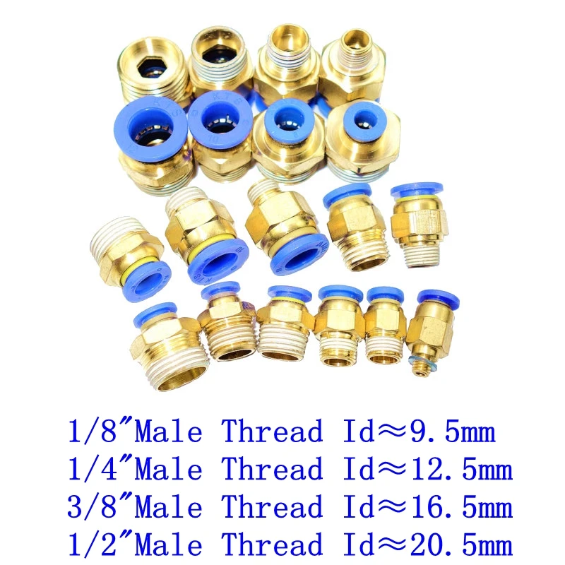 Пневматический воздушный нажимной фитинг мужской прямой соединитель 4 мм 6 мм 8 мм 10 мм 12 мм Труба OD x M5 1/" 1/4" 3/" 1/2" BSP