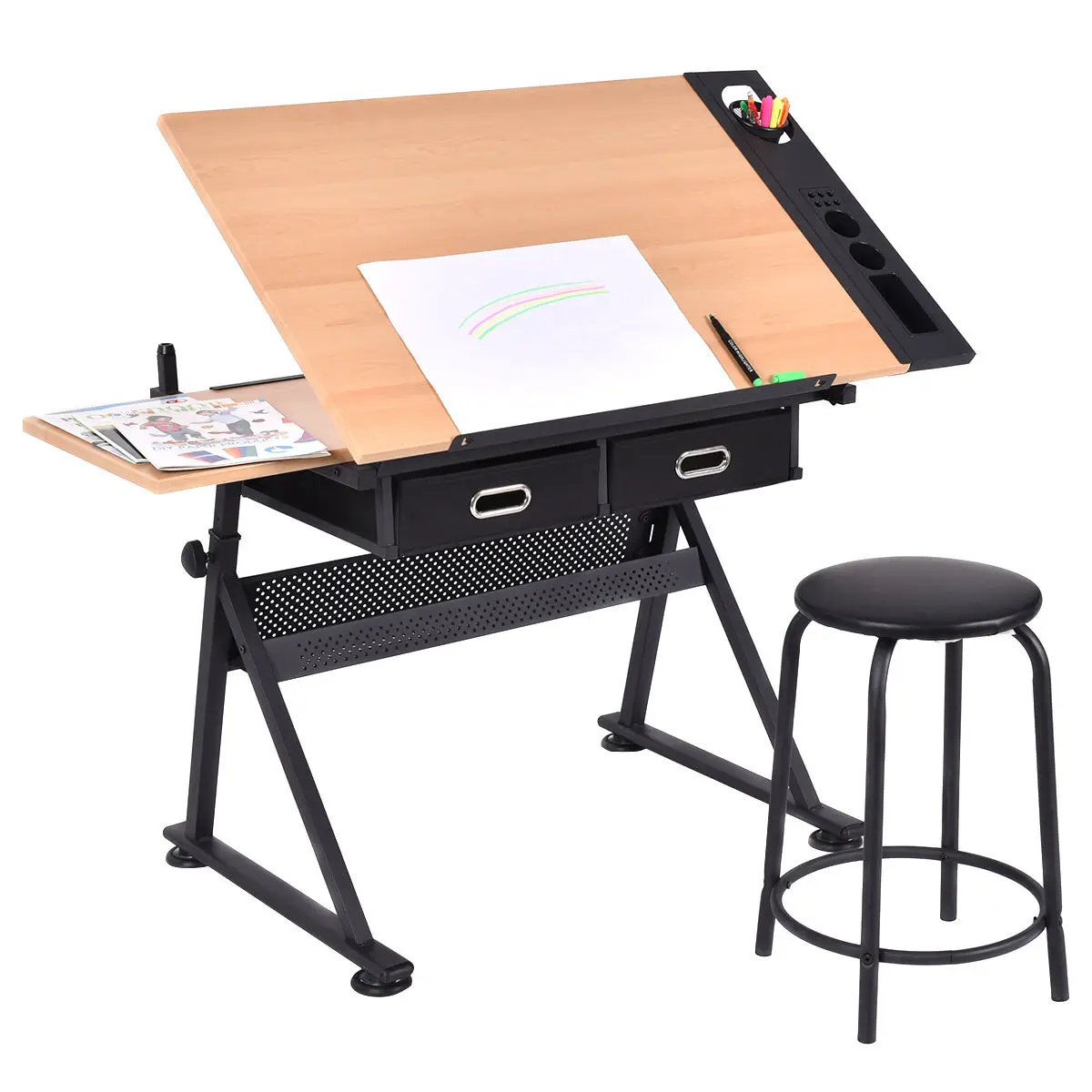 Giantex Adjustable Drafting Table Set Modern Art Craft Drawing Desk ... Giantex Adjustable Drafting Table Set Modern Art Craft Drawing Desk ...