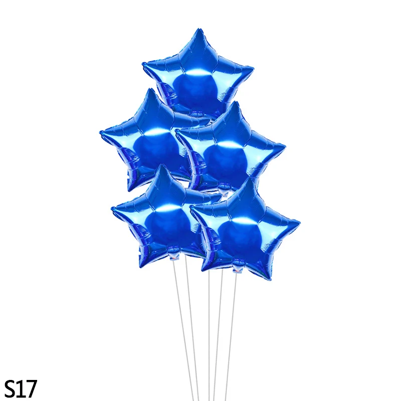 blue S17 Многоцветный 18-дюймовые "пятиконечная звезда" алюминиевый шар, для дня рождения Вечерние Декорации шарики Свадебные воздушный шар с гелием расходные материалы - Цвет: blue S17