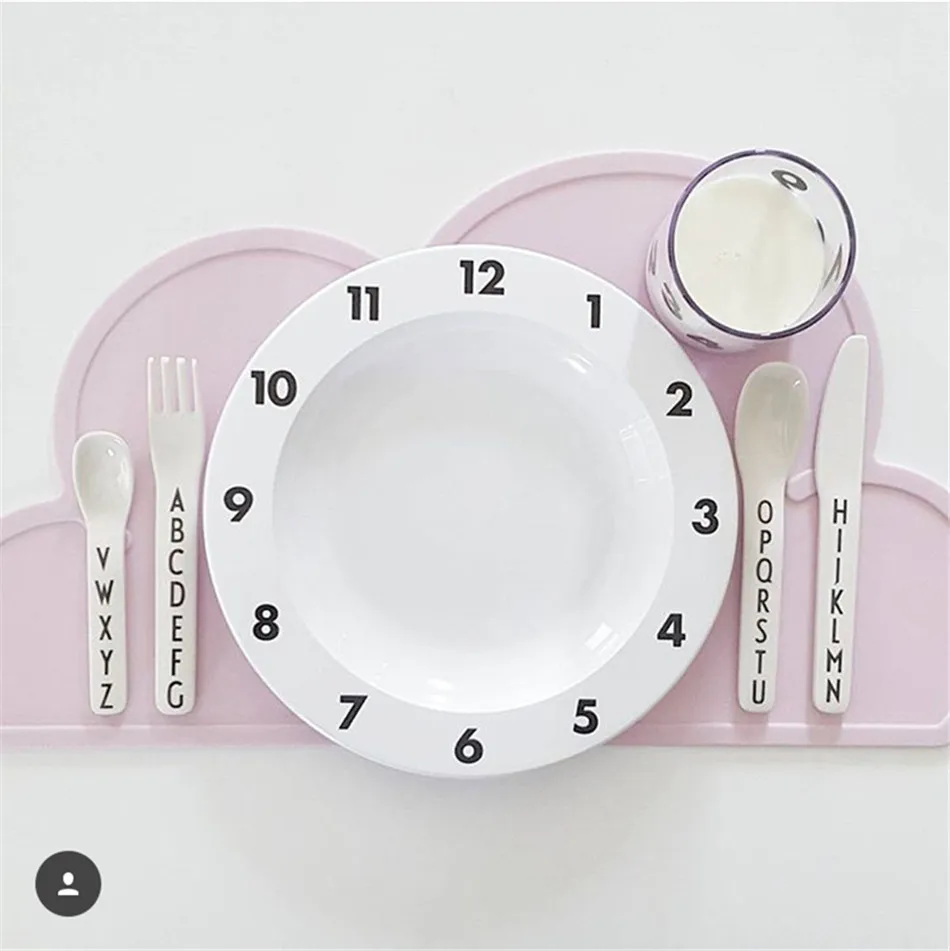 Cute Silicone Placemat FDA Bar Mat Baby Kids Cloud Shaped Plate Mat Table Mat BPA Free Waterproof Set Home Kitchen Pads 47x27cm (3)