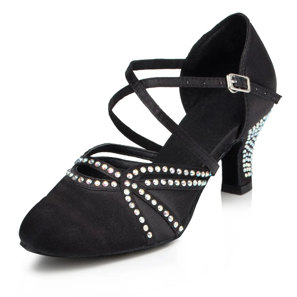 Latino Women Dancing Shoes Satin Soft Sole Close Toe Footwear For