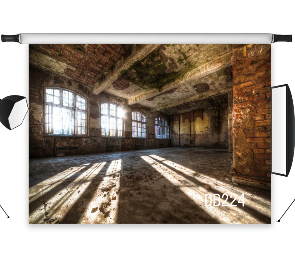 LB Polyester & Vinyl Backdrops Background For Photography Studio Backdrop Photo Props Retro Brick Wall Abandoned House Interior