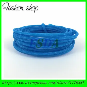 

10Meters/ Lot 3mm High density Round Light Blue Tight Braided PET Expandable Sleeving