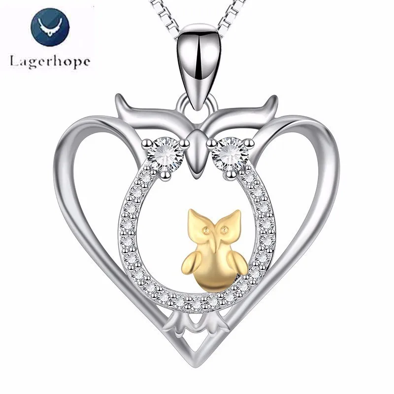 

Gift For Mother 925 Sterling Silver Owl Necklace Women Jewelry Pendant Necklace collar mujer Exquisite Birthday Gift