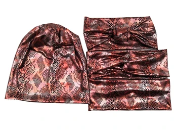 

S17521 Newest setgood stretch python metallic spandex hair accessories fashion black rhombus printed headwear headband for women