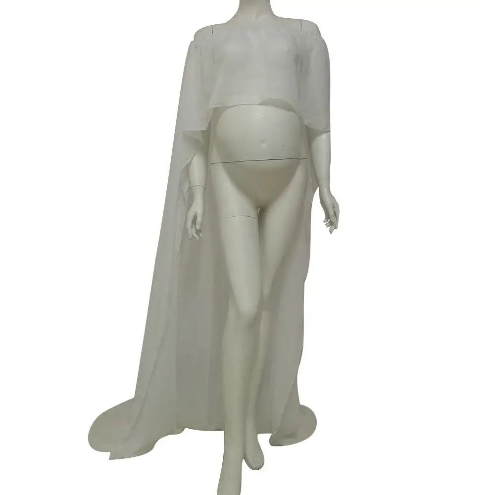 D& J платья для беременных женщин белое шифоновое длинное платье накидка для беременных реквизит для фотосессии для беременных женщин - Цвет: Ivory