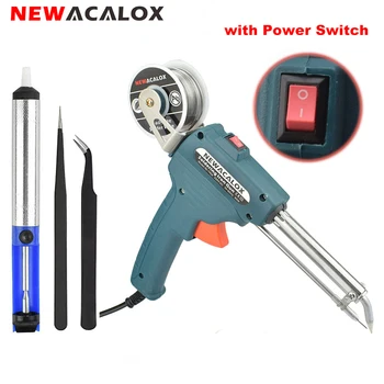 

NEWACALOX 60W EU/US Plug Hand-held Soldering Iron Gun Automatically Send Tin Automatic Soldering Machine + Suction Tin Device