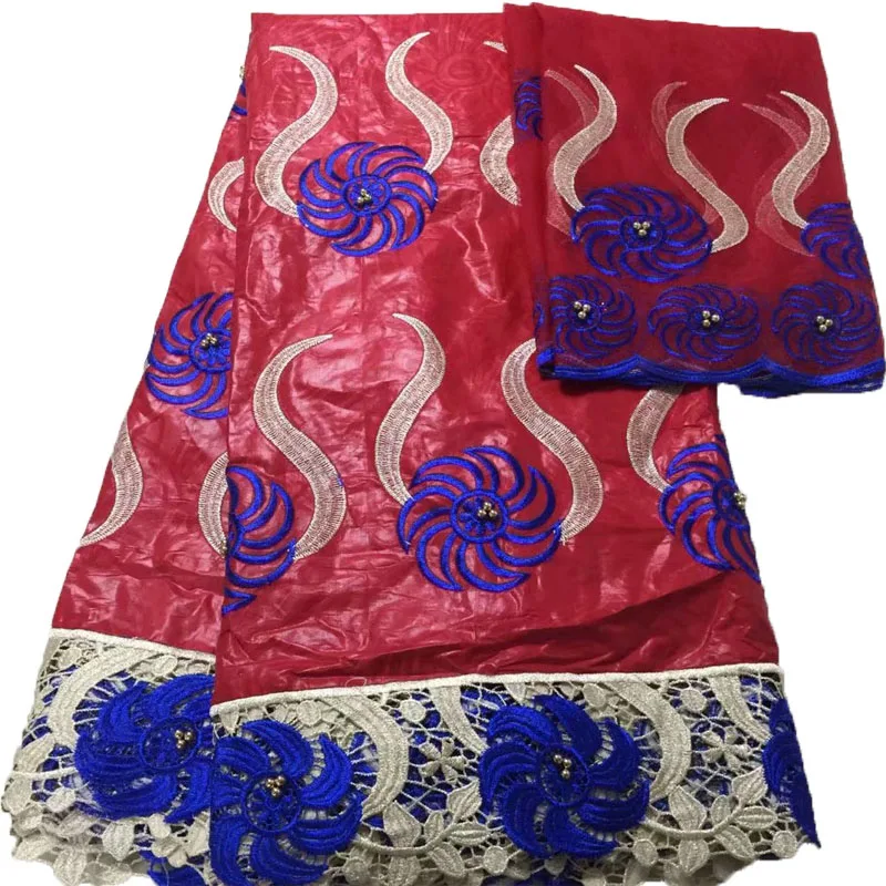 

2018 Nigerian bazin riche getzner with beads 7yards African material embroidered lace fabric JA76-2