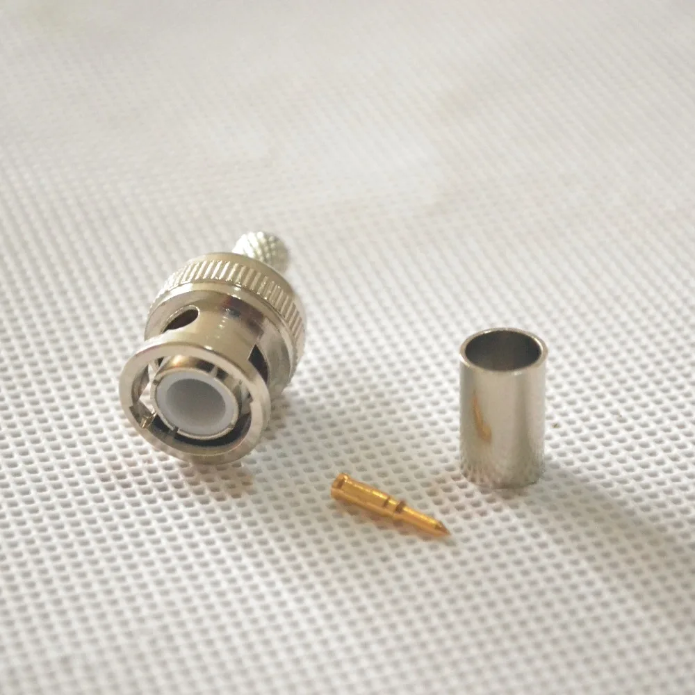 

100pcs BNC Male Crimp plug for RG59 Coaxial Cable RG59 BNC Connector BNC male 3-piece crimp connector plugs RG59
