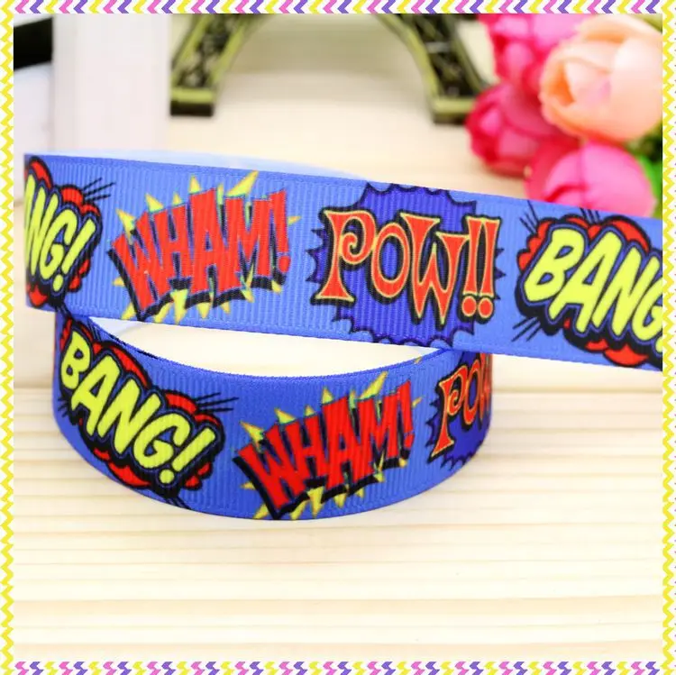 

Новинка, головной убор из ленты 7/8 ''с принтом pow bang, украшение для волос, оптовая продажа OEM 22 мм H3801