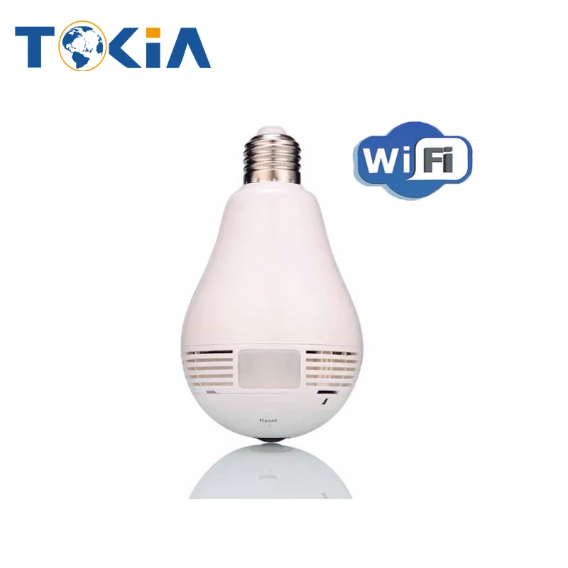 

IP wifi camera 1.3MP 960P Fisheye 360 Degree Panoramic P2P Phone Remote Bulb Light Wireless Surveillance Camera