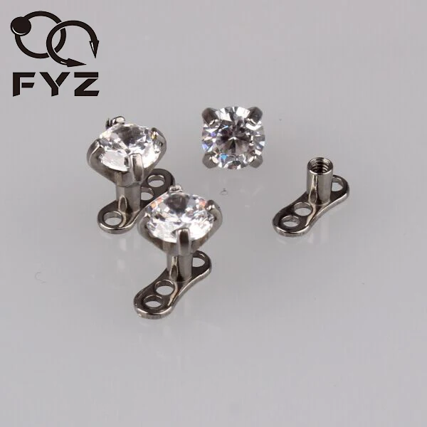 

4mm Round Zircon 316L Surgical Steel Micro Dermal Anchor Skin Diver Piercing B Jewelry