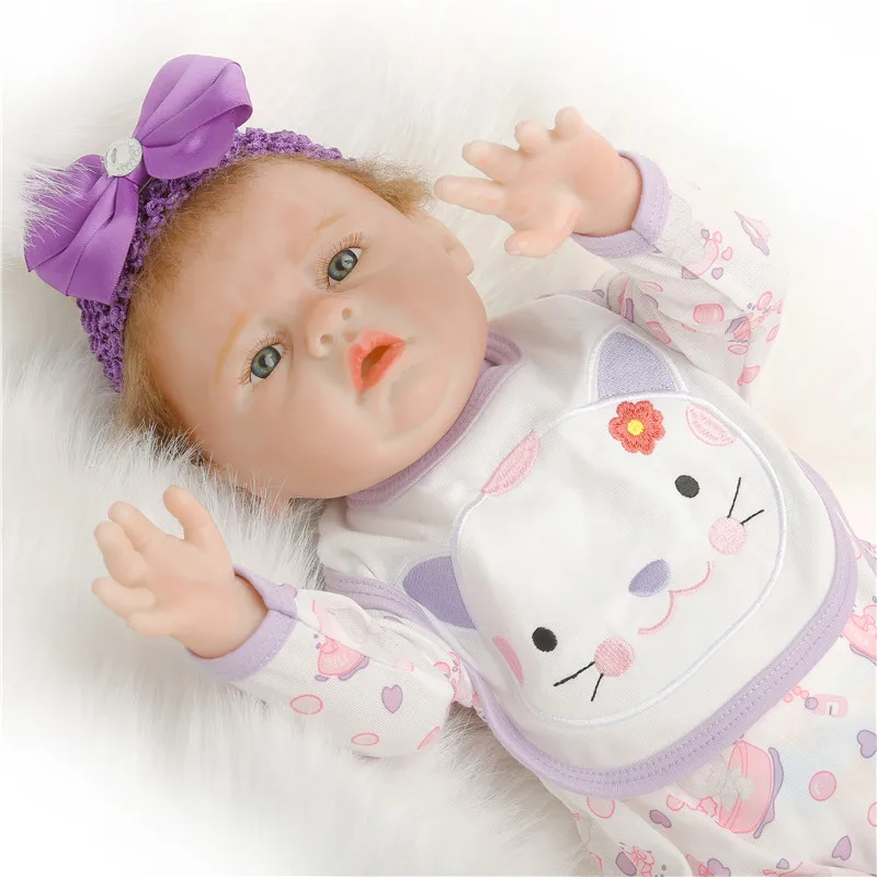 SanyDoll 20 дюймов 50 см Новая силиконовая кукла для новорожденных Красивая фиолетовая