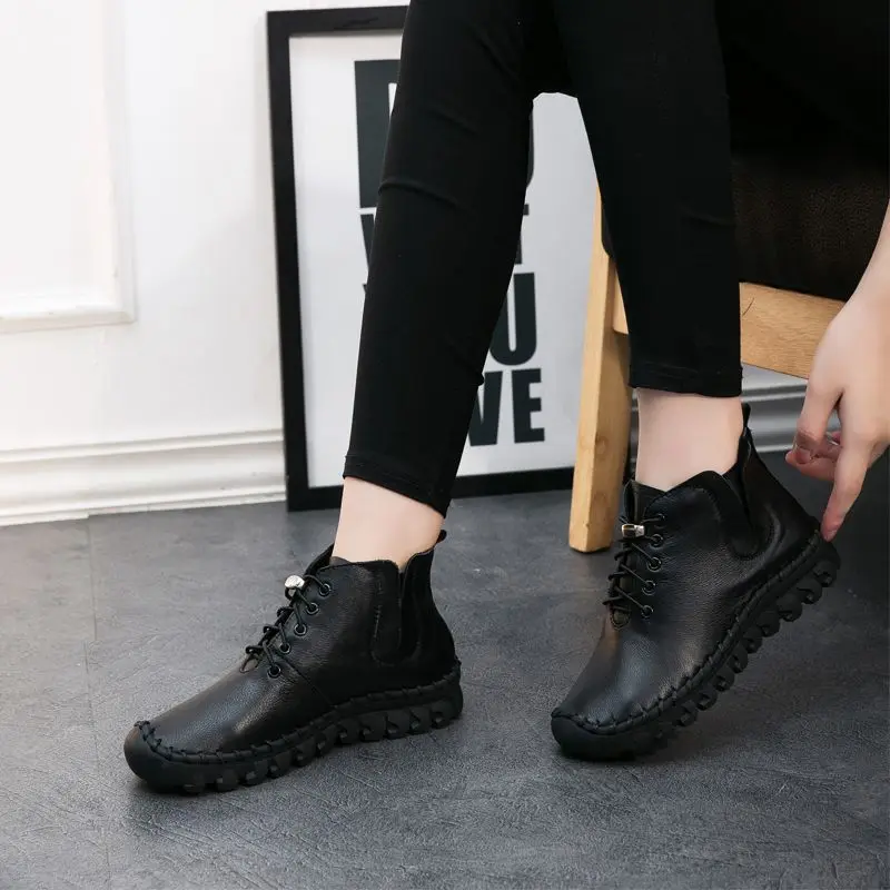 2017 New Fashion Shoes Woman Autumn And Winter Short - Tube Boots Woman Genuine Leather Boots Women Casual Shoes Botas Feminina