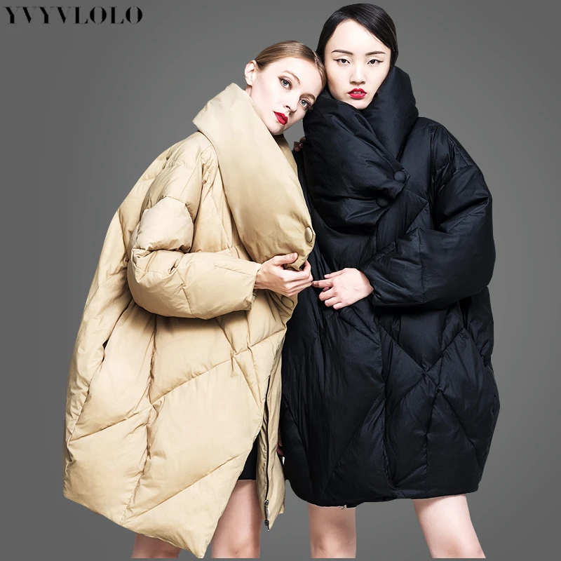 

YVYVLOLO European high collar design women's winter jacket 2019 New Listing Parkas female winter coat Fashion Loose winter coat