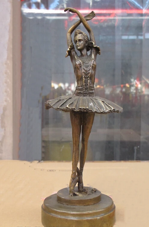 

huij 008553 11.5"Western Art Bronze sculpture Ballet on tiptoe Ballerina dance belle statue (A0314)