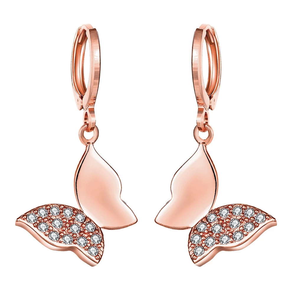 

T779 butterfly Gold Plated zirconia stone earring for women Engagement Jewelry